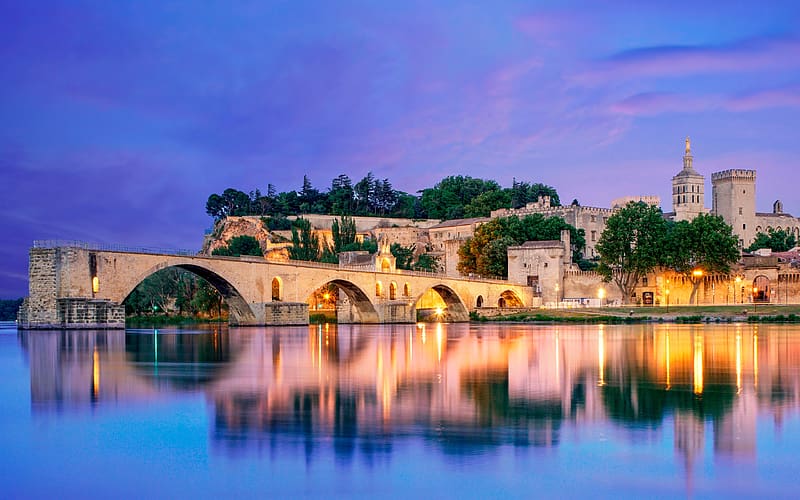 The bridge of Avignon Palace of the Popes Provence Bing, HD wallpaper