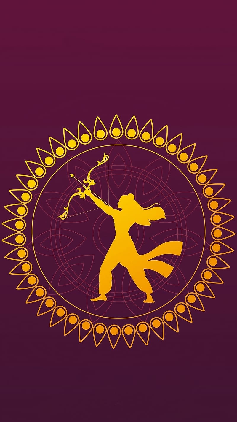 Lord Rama , Purple Background, lord, god, jai shri ram, HD phone wallpaper