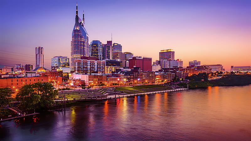 Nashville, america, cities, river, tennessee, usa, HD wallpaper