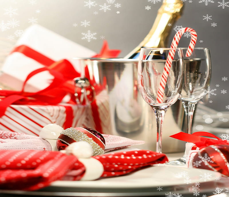 Magic Christmas, candy, red, pretty, glasses, bonito, magic, xmas, graphy, ball, beauty, lovely, holiday, christmas, wine, new year, happy new year, gift, glass, merry christmas, balls, champagne, HD wallpaper