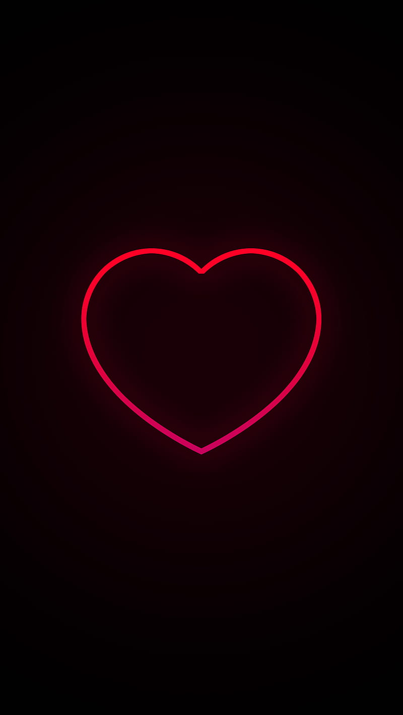 Neon Heart, black, line, love, pink, red, simple, valentine, HD phone wallpaper
