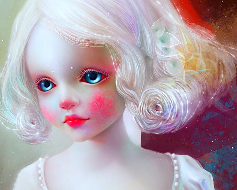 Doll, cute, face, white, HD wallpaper