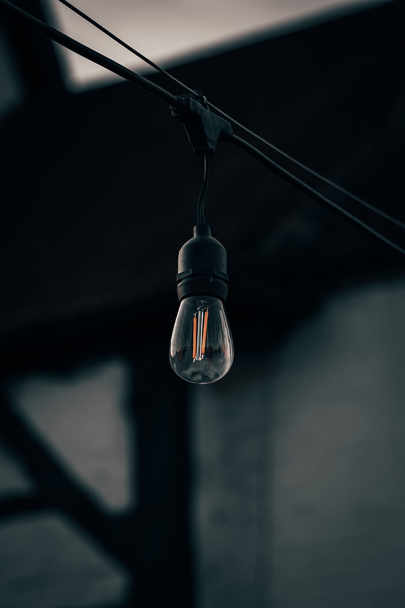 light bulb, wire, electricity, HD phone wallpaper