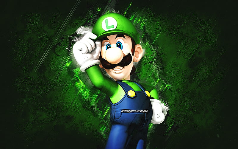Luigi, Super Mario, Mario Party Star Rush, Characters, Green Stone  Background, Hd Wallpaper | Peakpx