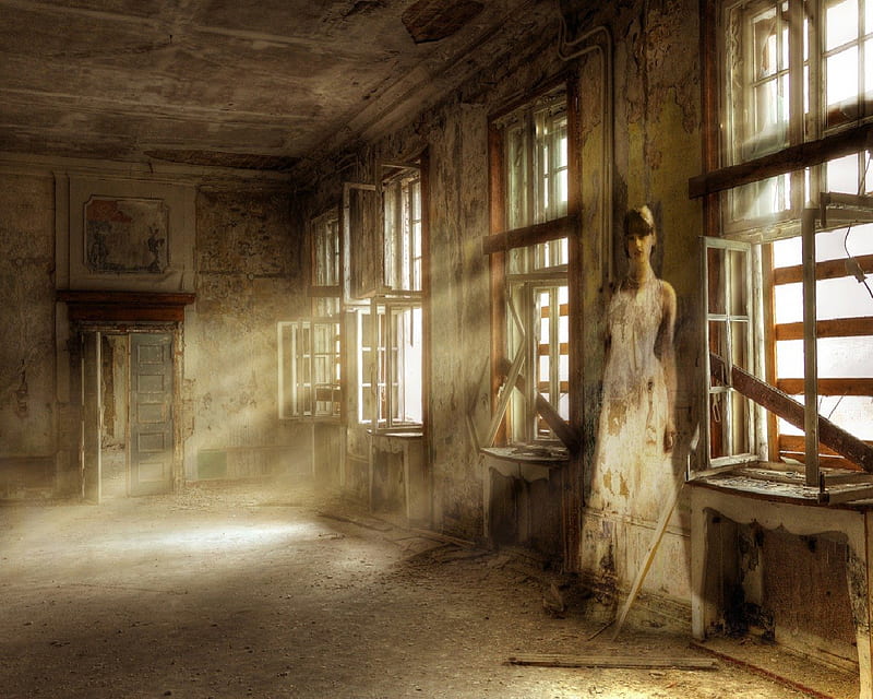 She Can't Leave Her Home, Old House, Light, Fantasy, Ghost, HD wallpaper