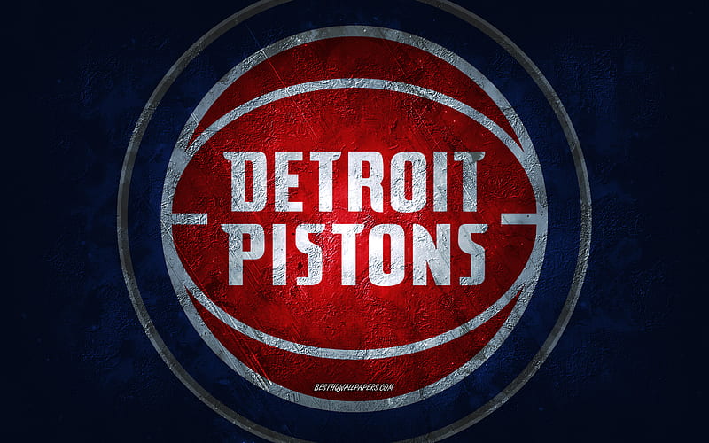 Detroit Pistons, American basketball team, blue stone background, Detroit Pistons logo, grunge art, NBA, basketball, USA, Detroit Pistons emblem, HD wallpaper