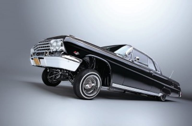 1962-Chevrolet-Impala, Classic, Black, GM, Lowrider, HD wallpaper