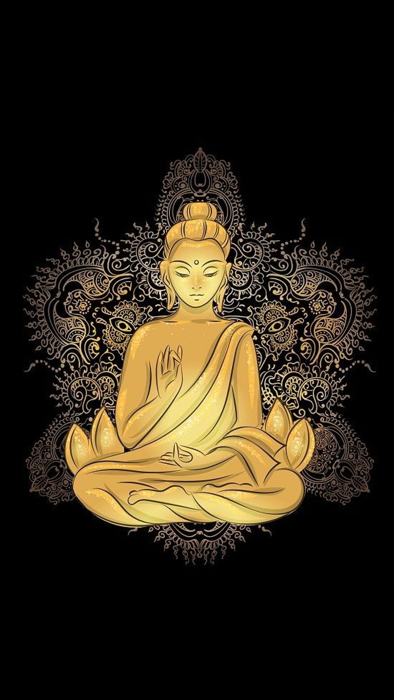 Buddha, black, gold, meditation, spiritual, yoga, HD phone wallpaper |  Peakpx