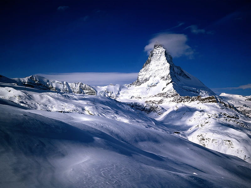 Matterhorn Valais Switzerland, mountain, nature, summit, winter, HD wallpaper