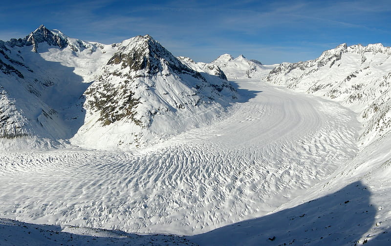 Melting Alpine Glacier, Mountains, Snow, Ice, Glaciers, Nature, HD wallpaper