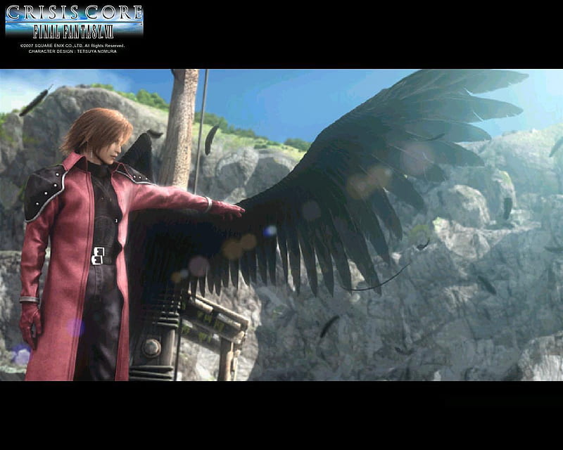 Genesis, belts, wings, video games, red hair, short hair, trench coat, final fantasy, crisis core, feathers, HD wallpaper