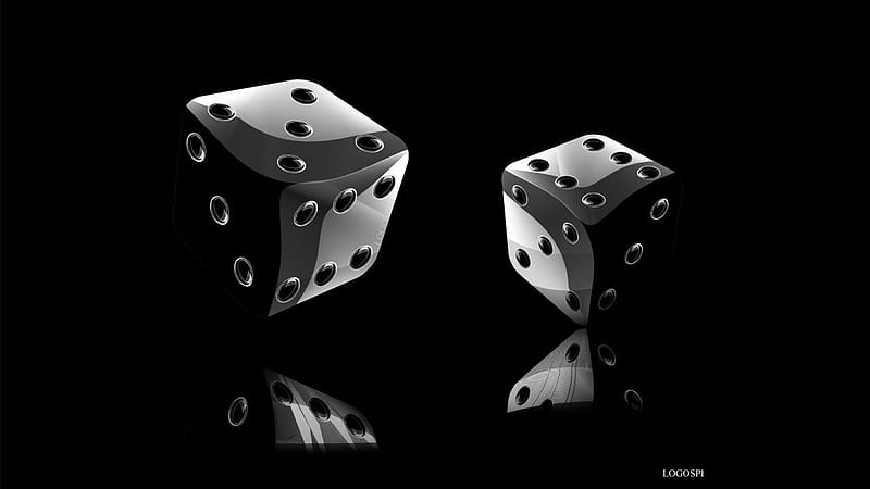 Black And White Dices With Reflection Black And White, HD wallpaper