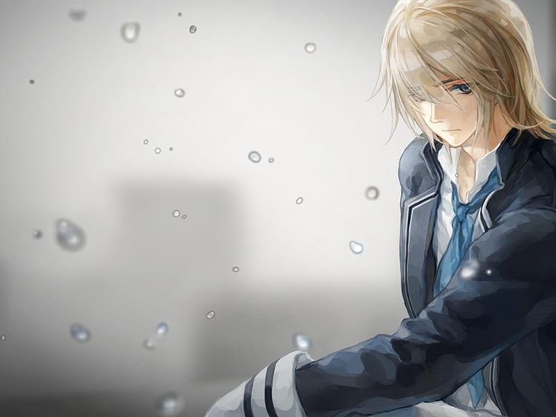 Sad anime boy, sad, boy, young, anime, HD wallpaper