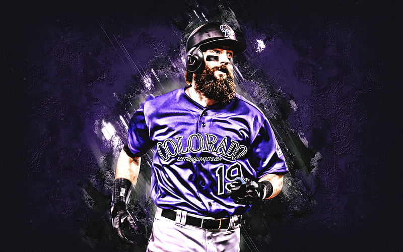 Charlie Blackmon, Colorado Rockies, MLB, american baseball player, purple stone background, portrait, USA, baseball, Major League Baseball, HD wallpaper