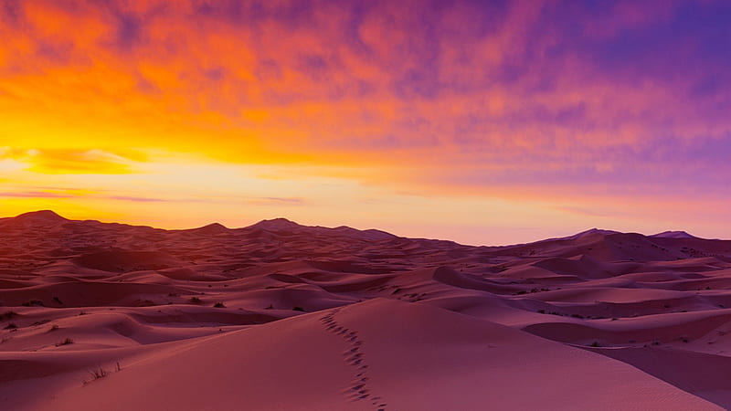 Sahara Desert Sand Dunes, Sand, Dunes, Deserts, Sunsets, Nature, HD wallpaper