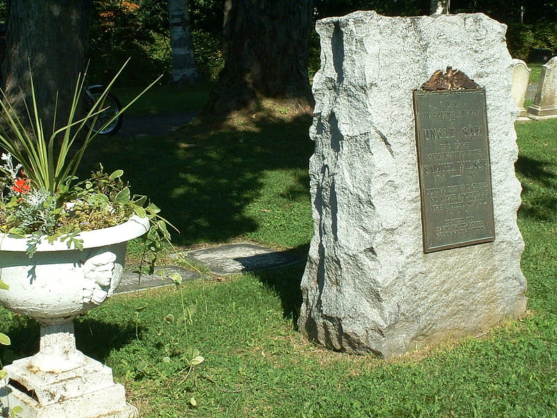 Oakwood Cemetery - Grave of Uncle Sam, part 1, new york, cemetery, headstone, samuel wilson, oakwood, troy, grave, uncle sam, HD wallpaper