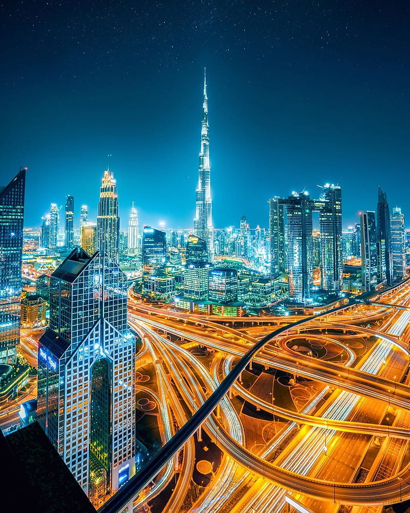 Dubai city lights, business, modern, HD phone wallpaper | Peakpx