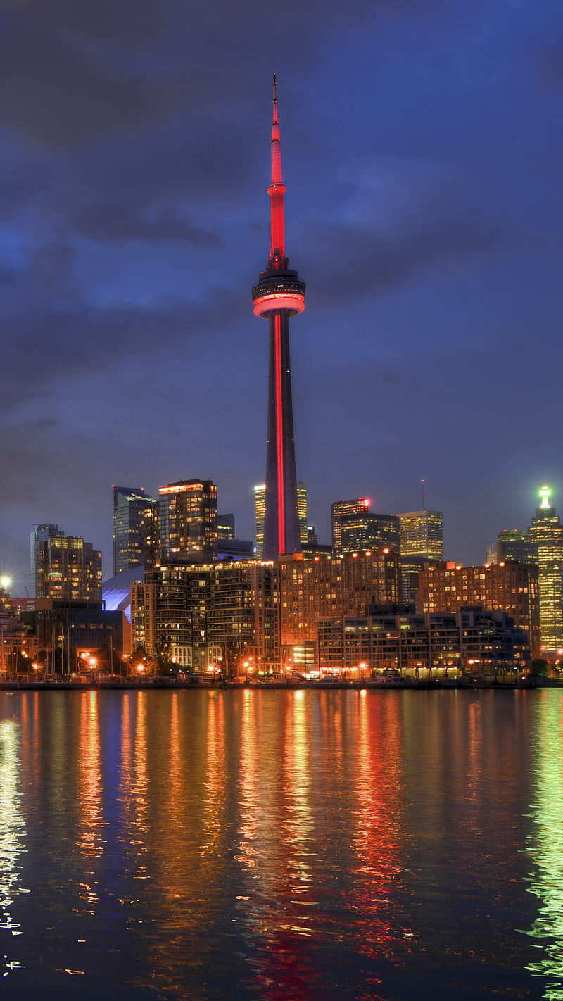Beautiful Toronto, buildings, ca, canada, city, lights, maple leaf,  ontario, HD phone wallpaper | Peakpx