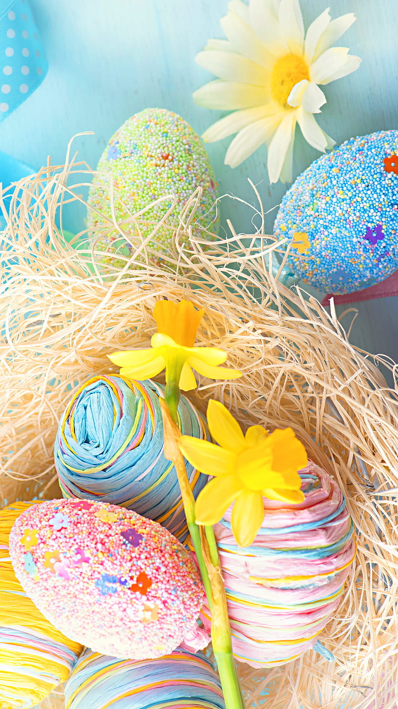 Easter, egg, flowers, spring, HD phone wallpaper