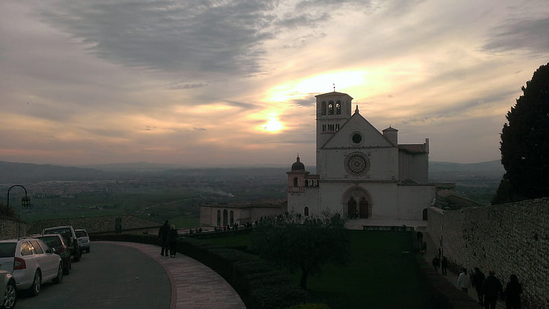 St. Francis of Assisi Church, Italy, assisi, medieval, sunsets, church, italy, HD wallpaper