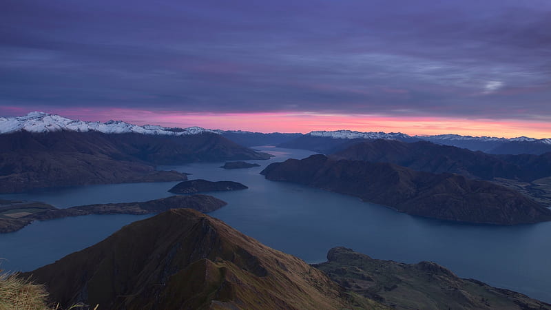 New Zealand Mountains Dawn Lake, HD wallpaper