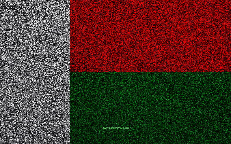 Flag of Madagascar, asphalt texture, flag on asphalt, Madagascar flag, Africa, Madagascar, flags of African countries, HD wallpaper