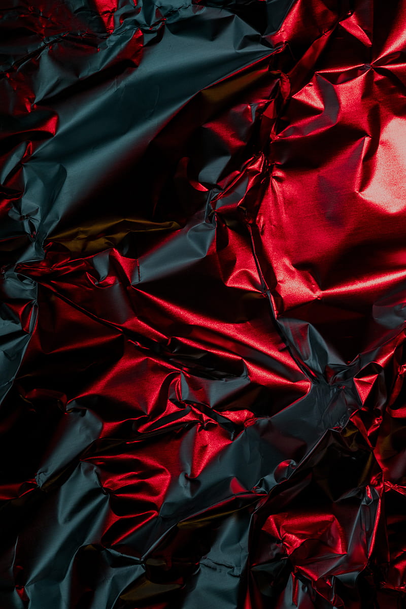 Hellmetal, The, abstract, aluminium, arty, cool, foil, hell, metal, red, shiny, texture, wrap, wrinkles, HD phone wallpaper