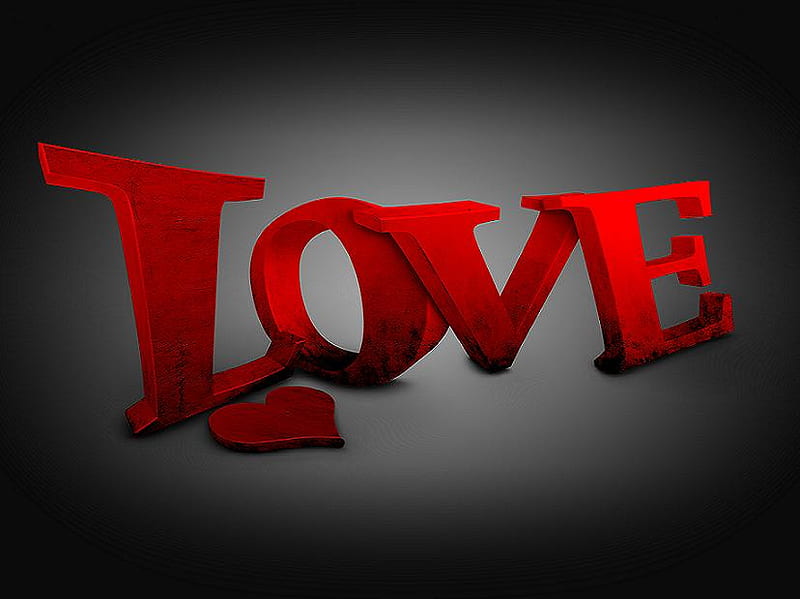 All we need, red, grey background, letters, love, heart, word, HD wallpaper