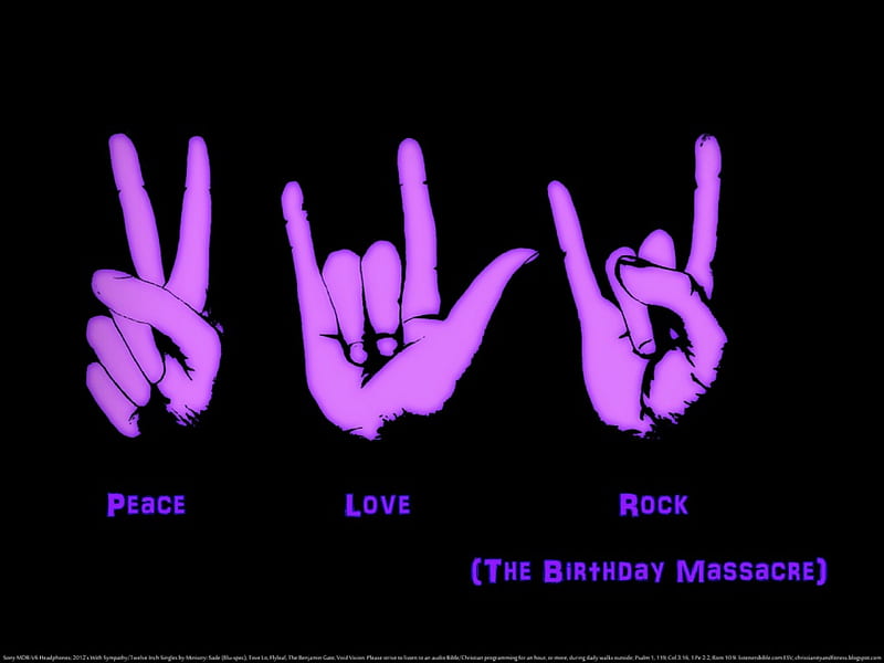 TBM Rock Sign, rock, christian, religious, electronica, dancing, love, heaven, the birtay massacre, happiness, music, exercise partner, fun, joy, goth, cool, purple, hand signs, fitness partner, entertainment, dance, HD wallpaper