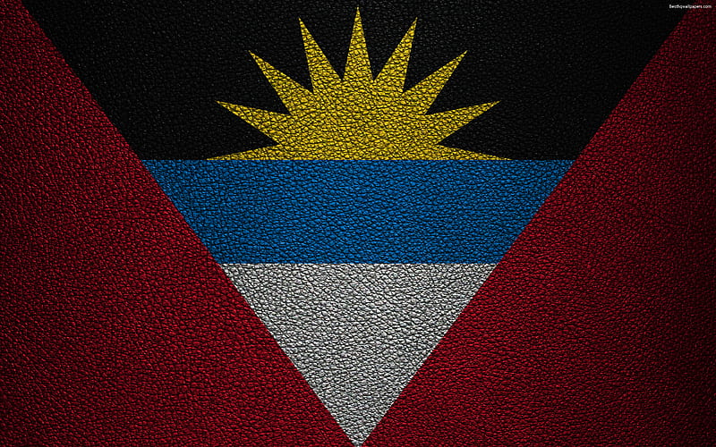 Flag of Antigua and Barbuda leather texture, North America, Antigua and Barbuda flag, world flags, Antigua and Barbuda, HD wallpaper