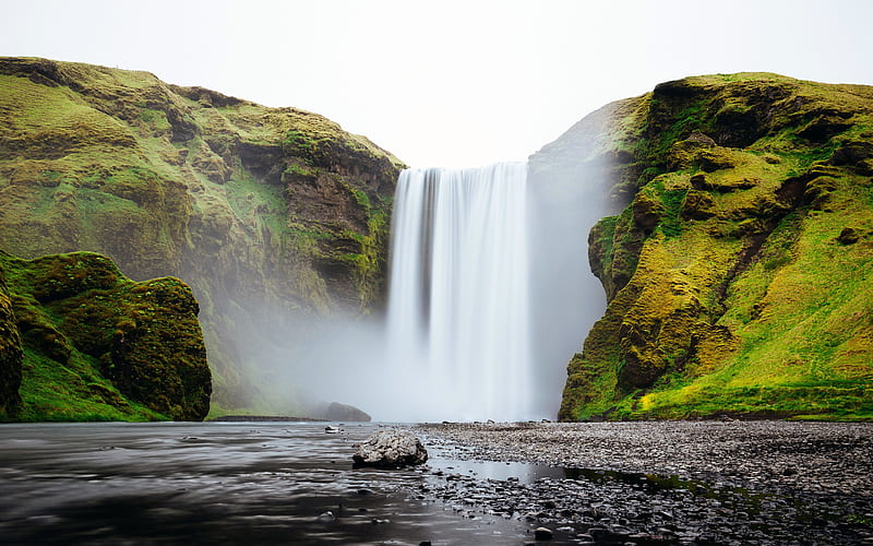 Skogafoss Waterfall 2021 Iceland Reykjavik, HD wallpaper