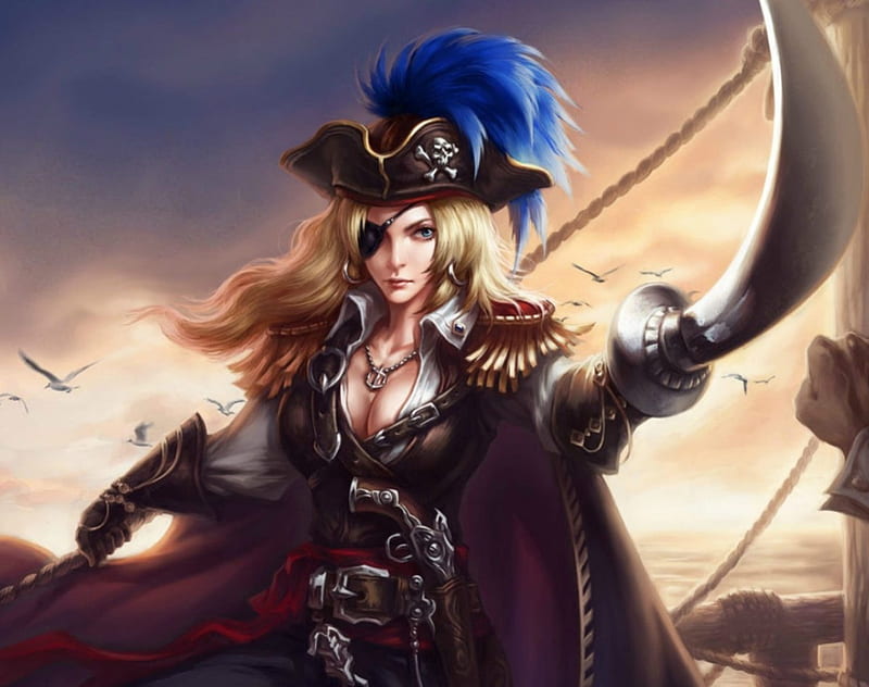 Pirate, art, fantasy, warrior, woman, HD wallpaper | Peakpx