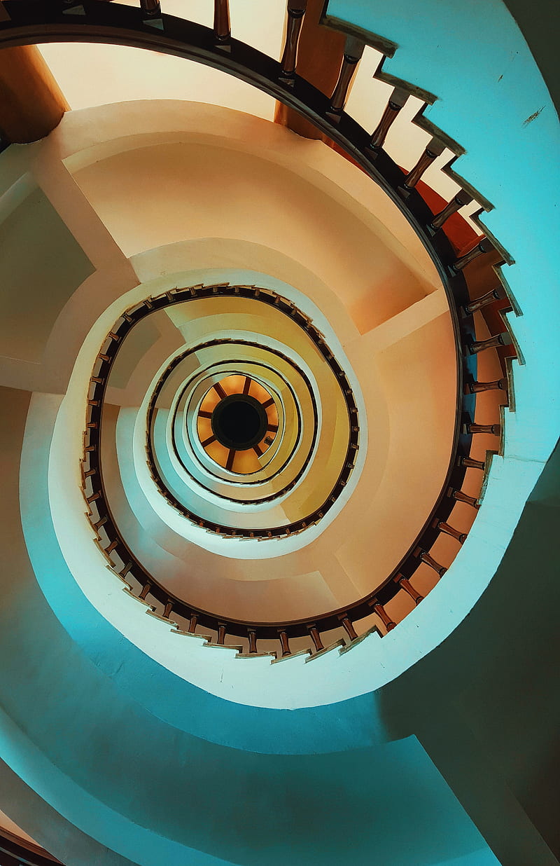 stairs, spiral, top view, construction, architecture, HD phone wallpaper