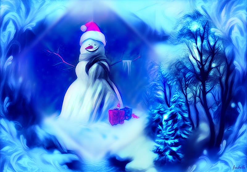 Winter Wonderland Season Snowman Blue Fantasy Winter Wonderland Hd Wallpaper Peakpx 