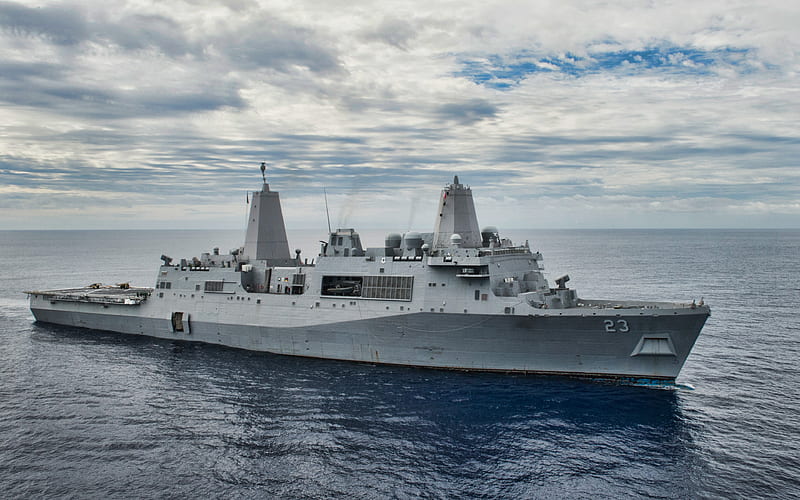 USS Anchorage, LPD-23 amphibious transport dock, United States Navy, US army, battleship, US Navy, San Antonio-class, USS Anchorage LPD-23, HD wallpaper