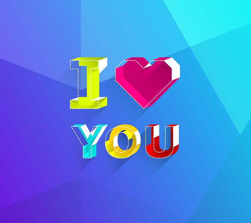 I love you, blue, heart, pink, red, yellow, HD wallpaper | Peakpx