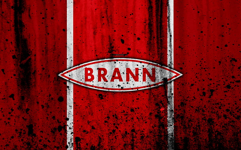 FC Brann, grunge, Eliteserien, art, soccer, football club, Norway, Brann, logo, stone texture, Brann FC, HD wallpaper
