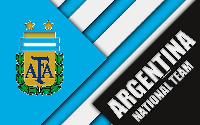 Argentina national football team emblem, material design, blue white abstraction, Argentine Football Association, AFA, logo, football, Argentina, coat of arms, HD wallpaper