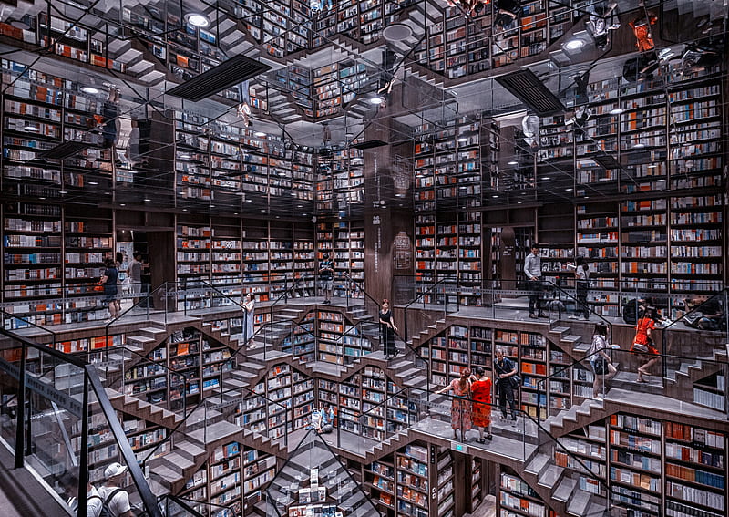 Man Made, Library, Book, People, HD wallpaper