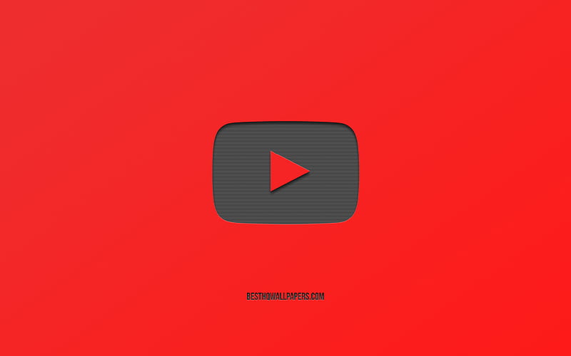 Youtube, logo, red background, brands, metallic logo, creative art, Youtube logo, HD wallpaper