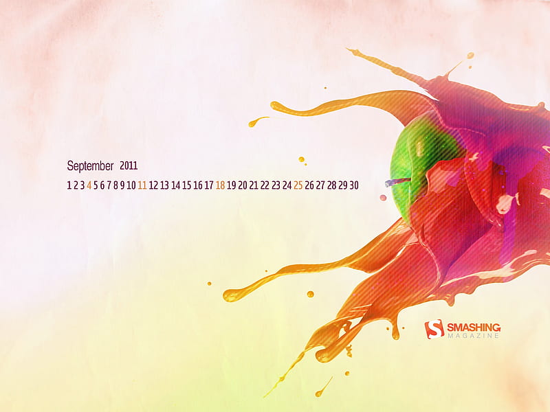 Colorful Apple-September 2011-Calendar, HD wallpaper