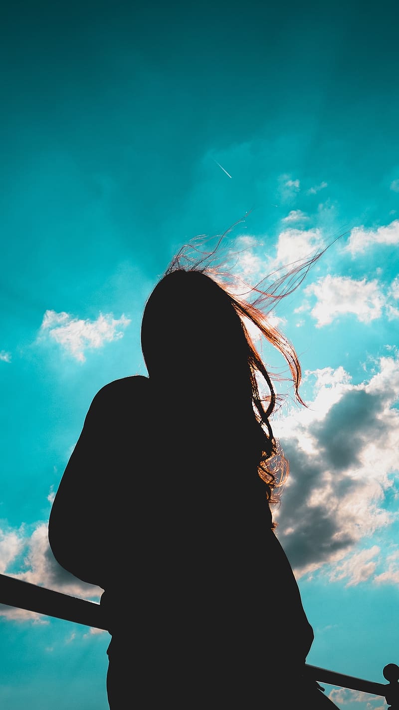 Alone Girl, Sunlight, blue sky, shadow, clouds, HD phone wallpaper ...