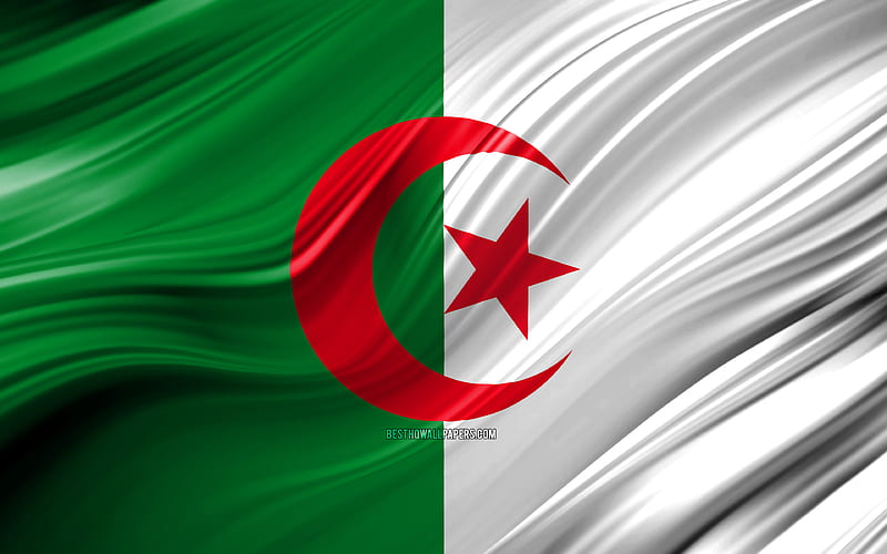 Algerian flag, African countries, 3D waves, Flag of Algeria, national symbols, Algeria 3D flag, art, Africa, Algeria, HD wallpaper