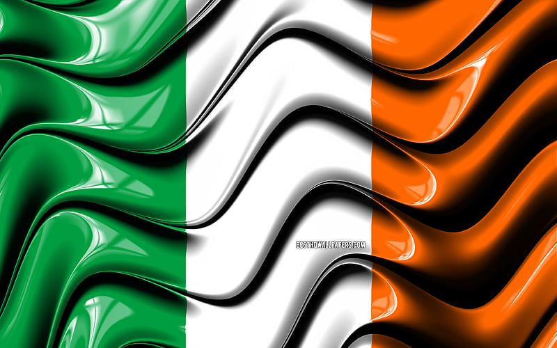 Irish flag Europe, national symbols, Flag of Ireland, 3D art, Ireland, European countries, Ireland 3D flag, HD wallpaper