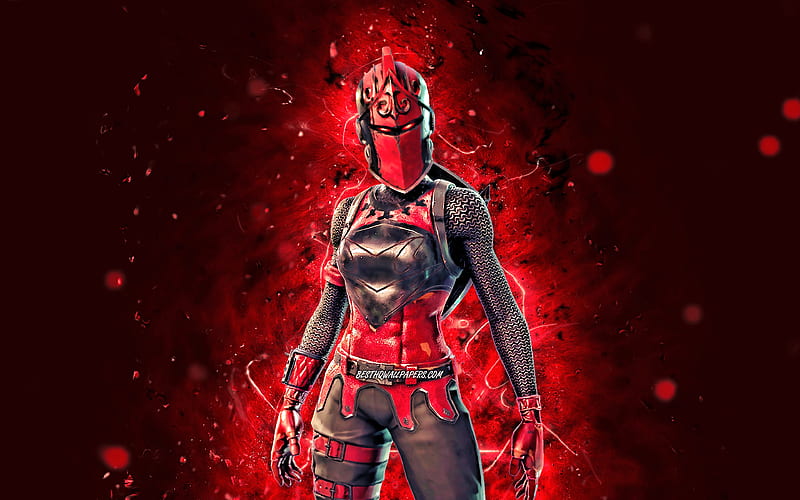 Red Knight red neon lights, 2020 games, Fortnite Battle Royale, Fortnite characters, Red Knight Skin, Fortnite, Red Knight Fortnite, HD wallpaper