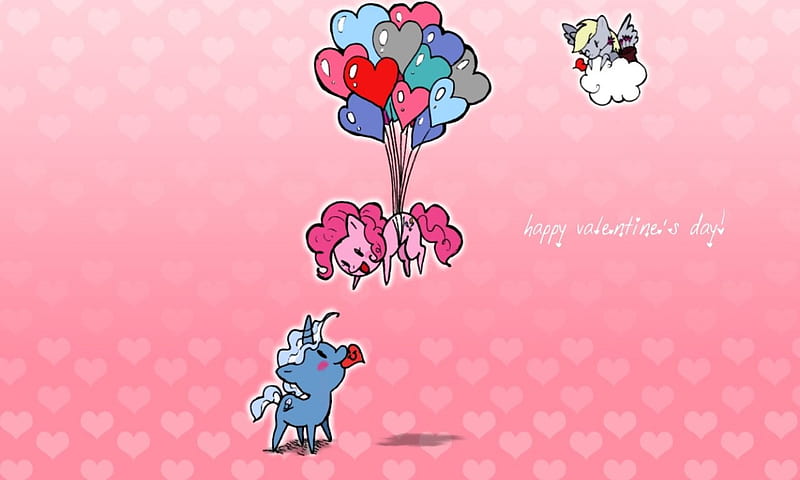 MLP Valentines Day, Pinkie Pie, My Little Pony, Friendship is Magic, Valentines Day, Derpy, Balloon, Heart, Pony, HD wallpaper