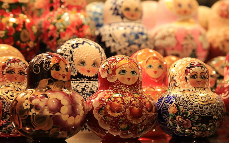 Beautiful Babushka Dolls, Babushka, bonito, Dolls, Russian, HD wallpaper