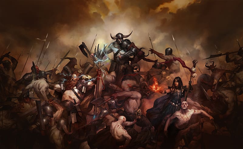 Warrior, Battle, Wizard, Sorceress, Video Game, Barbarian, Diablo Iv, HD wallpaper