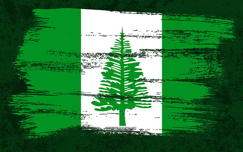 Flag of Norfolk Island, grunge flags, Oceanian countries, national symbols, brush stroke, Norfolk Island flag, grunge art, Oceania, Norfolk Island, HD wallpaper