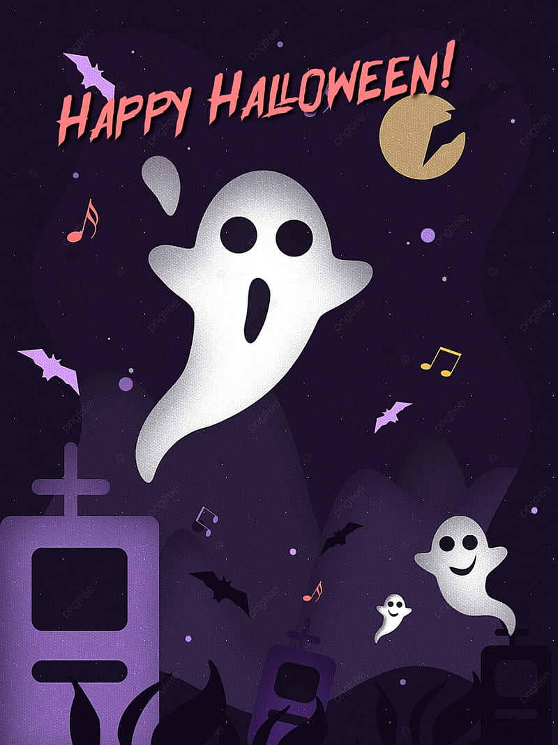 Ghostie and Grave, cracked, cute, emoji, halloween, happy, happy ...